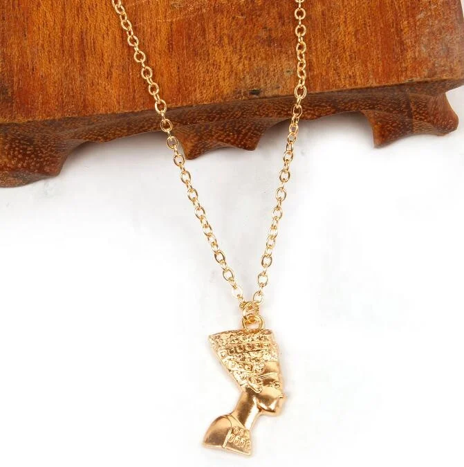 

Alloy Jewelry Egyptian Queen Nefertiti Pendant Necklaces for Women African Gift