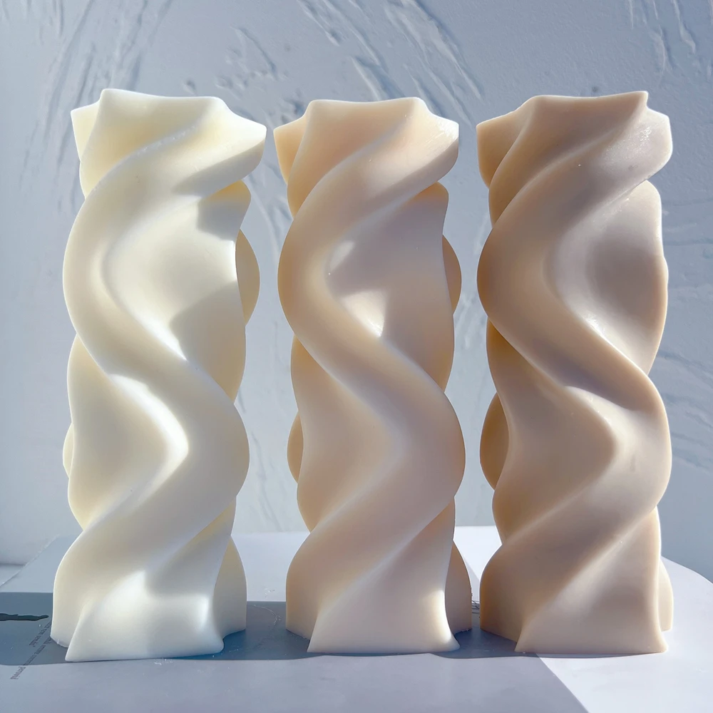 Swirl Candle Silicone Molds Irregular Geometric Sculptured Mould Twirl Pillar Wax Candles Mold for Art Deco