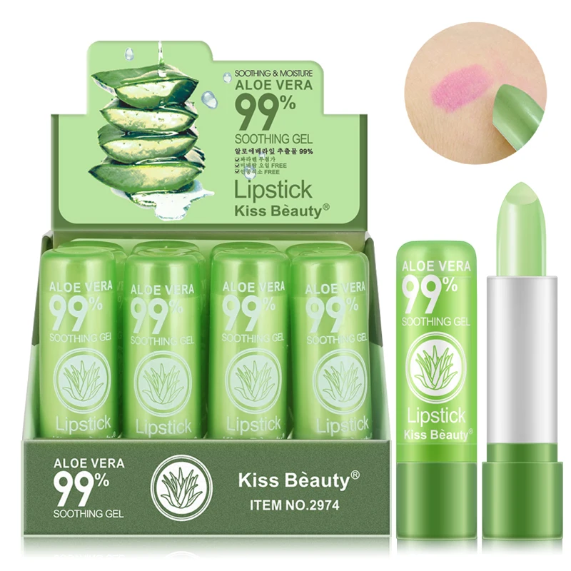 

2021 Aloe Vera Lip Balm Natural Moisture Temperature Change Color Protection Discolor Lip Balm Lips Care Lipstick Anti-aging