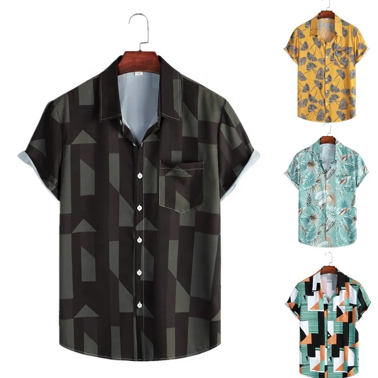 

Men's Casual Fit Non Ironing Short Sleeve Logo Custom Summer Cool Button Down Tropical Holiday Beach Shirt Hawaiian Shirts