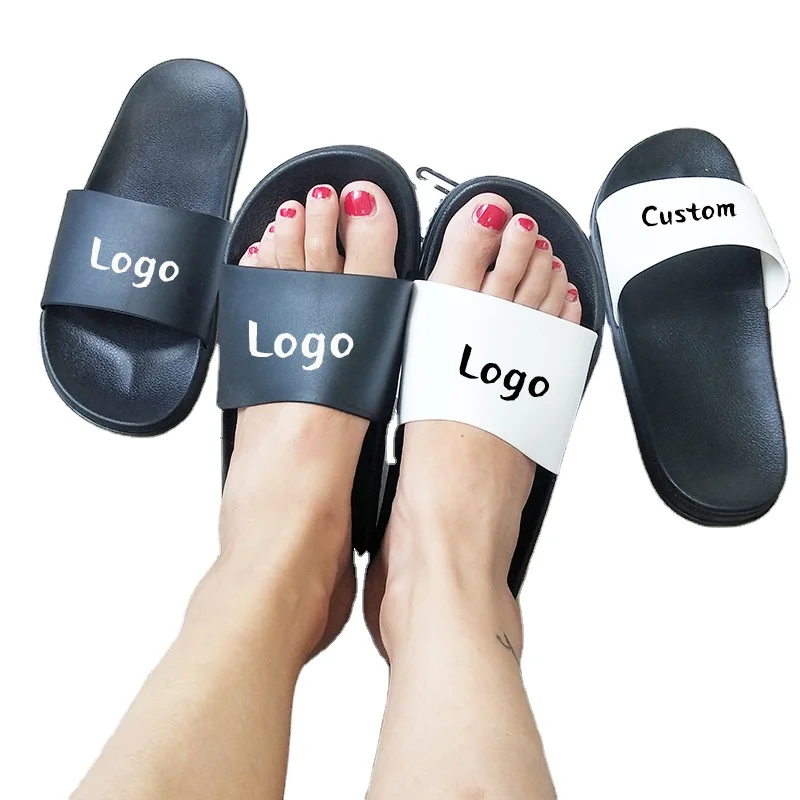 

Wholesale Summer Beach Black Custom Logo Rubber PVC Slippers Slides Footwear for Men and men sandal slipper, Picture