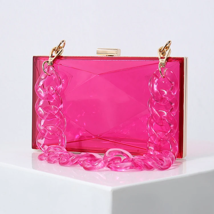 

Fashion custom factory price evening purse clear acrylic square box bag, Multi-colored