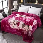 Korean Mink Fleece Blanket 2 Ply Reversible Silky Soft Plush Warm Blanket for Autumn Winter Flower patten