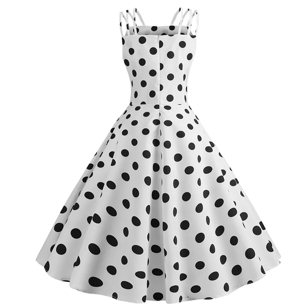 

Women Wave Point Print Sleeveless Dress, As picture