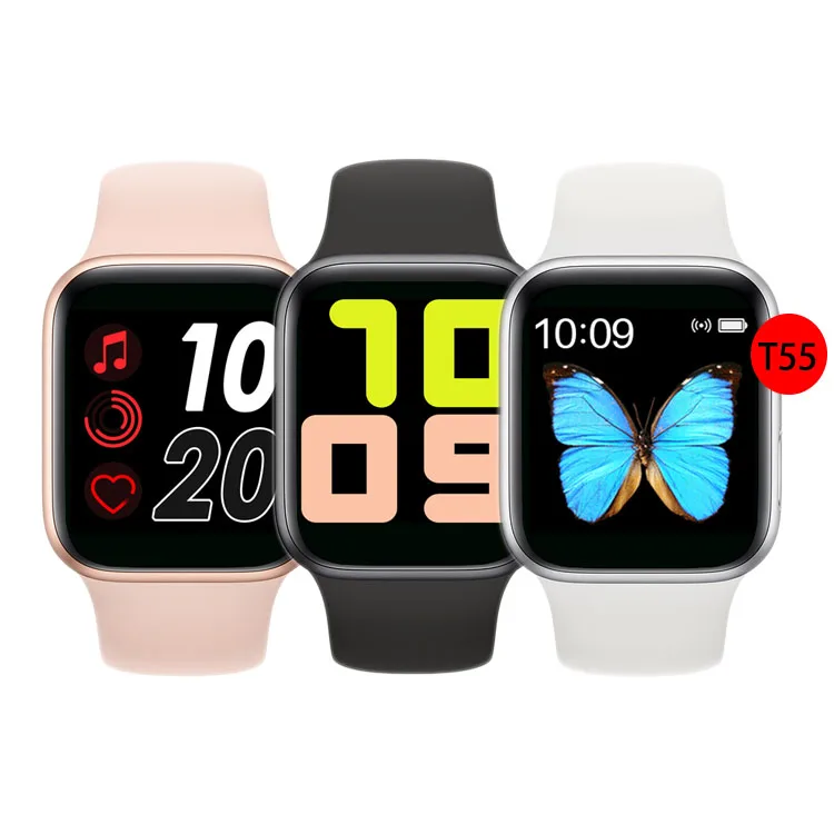 

2021 New serie 6 BT blood oxygen Sport health relojes inteligentes 5 T55 for iphone smart watch cheap for men, Black white pink