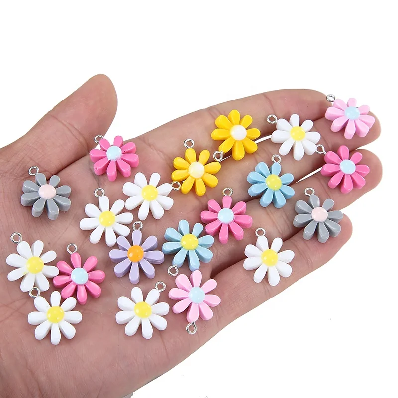 

Wholesale Kawaii Resin Daisy Mix Flower accessories flat back daisy Charms DIY handmade tiara accessories earring material, Picture