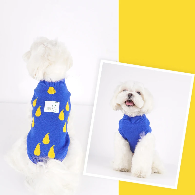 

Bunny CW11 2022 Pet Apparel Fall winter pet fruit sleeveless sweater Pomeranian cat dog clothes, Blue, yellow, green