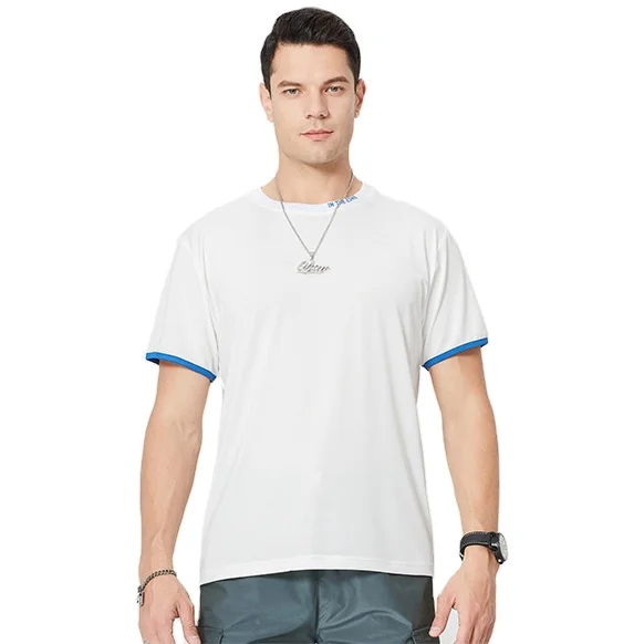 

Crewneck Custom Logo on Neck High End Customised Silk Milk Men's Shirts