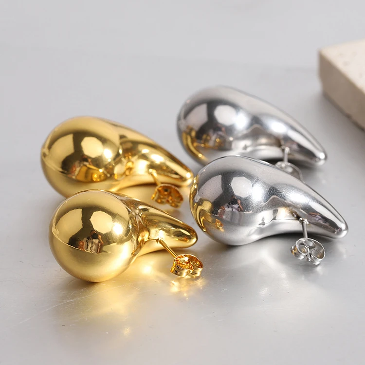 

H014 Wholesale pendientes PVD 18K Gold Plated Stainless Steel Bijouterie Statement Gradient Chunky Waterdrop Stud Women Earrings