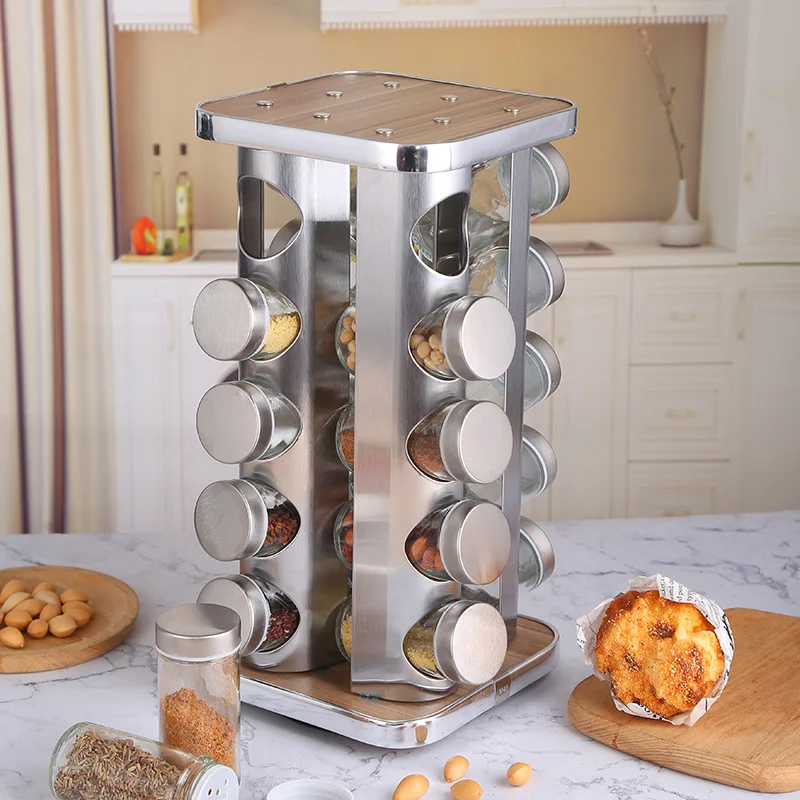 

Revolving Spice Rack Rotating Spice Tower Organizer, Silver/gold