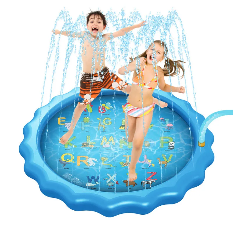 

68 Inch Summer Kids Play Water Mat Inflatable Spray Water Cushion Lawn Games Pad Sprinkler Play Toys Outdoor Swim Pool
