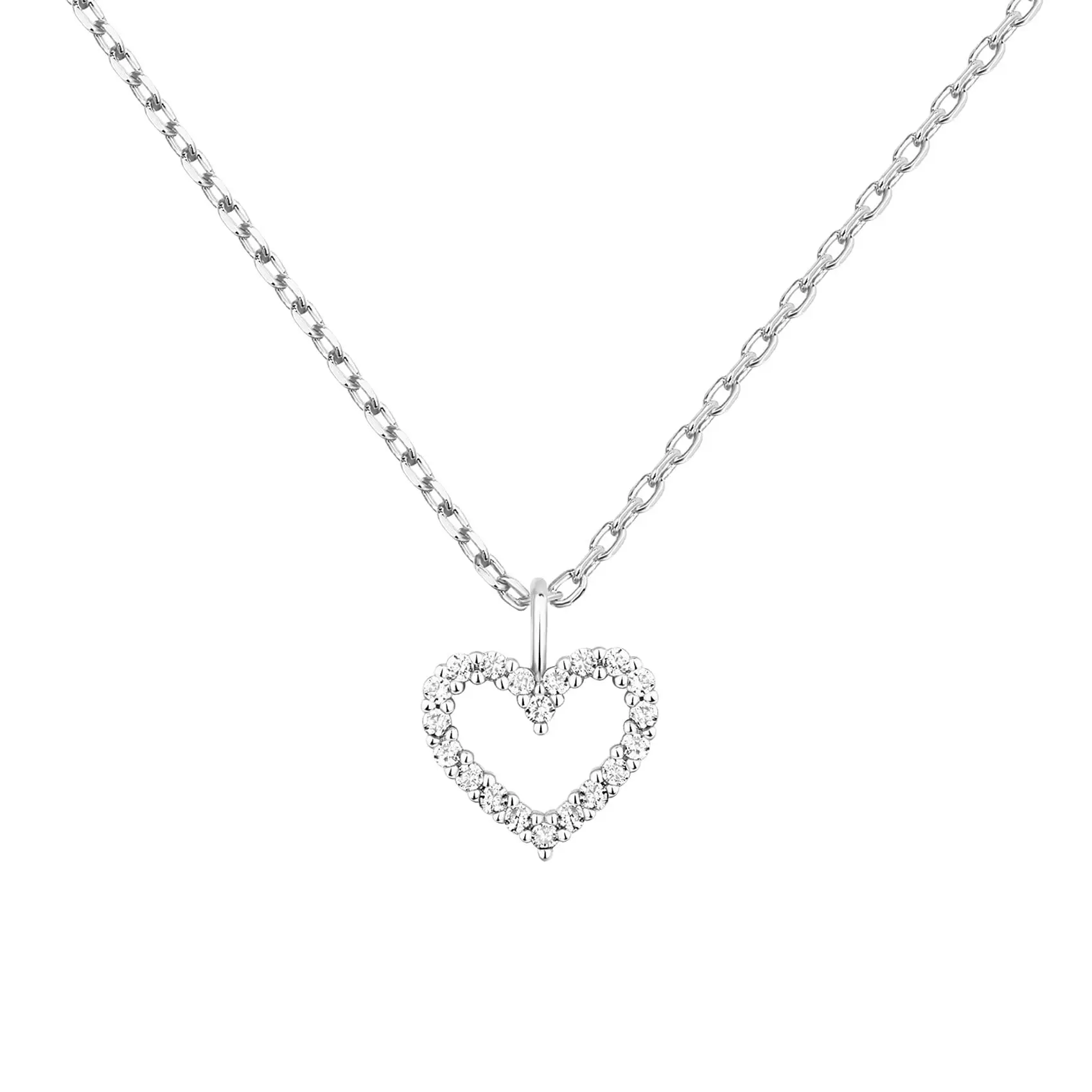 

Wholesale hollow heart luxury 18k gold plated cubic zircon heart necklace Cute Dainty Love Pendant Necklaces for