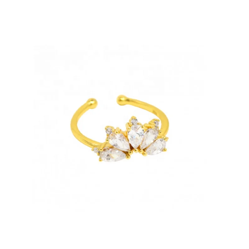 

Lovely 925 Sterling Silver Finger Rings Engagement Ring Crystals Crown Open Adjustable For Women Wedding Ring