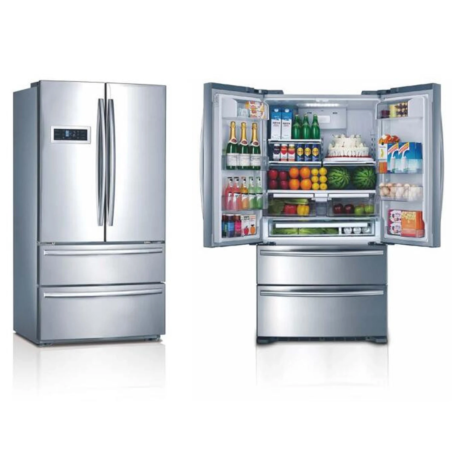 Home 110v Stainless Steel French Door Side By Side Big Refrigerator
