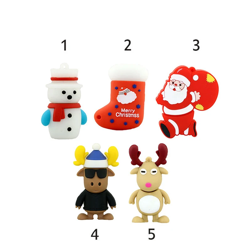 

Ready To Ship Snowman Elk Deer Cartoon USB Flash Drive For Christmas Gift Child Kids Giveaways With Custom Logo Wholesale, Multi colors