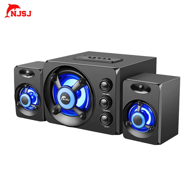 

NJSJ 3W 2.1 RGB computer speaker with subwoofer great for multimedia laptop or PC computers perfect for Music Movies and Gaming