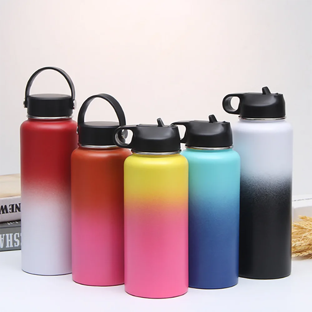 

304 Stainless Steel Custom Logo HydroFlask Water Bottle 18oz 22oz 32oz 40oz Vacuum Flasks Hydroflask Wide Mouth With Straw, Customized color