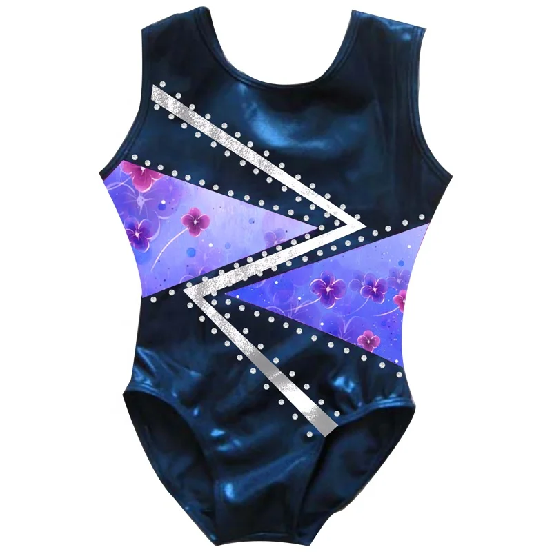 2020 Newest OEM Ombre Mystique Sparkle Dancing Sublimated Sleeveless for kids girls Gymnastics Leotards in gymnastics