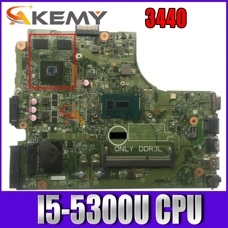 

Free shipping For 3440 Laptop motherboard CN-0TY9CH 0TY9CH TY9CH 13302-1 With SR23X I5-5300U CPU working well