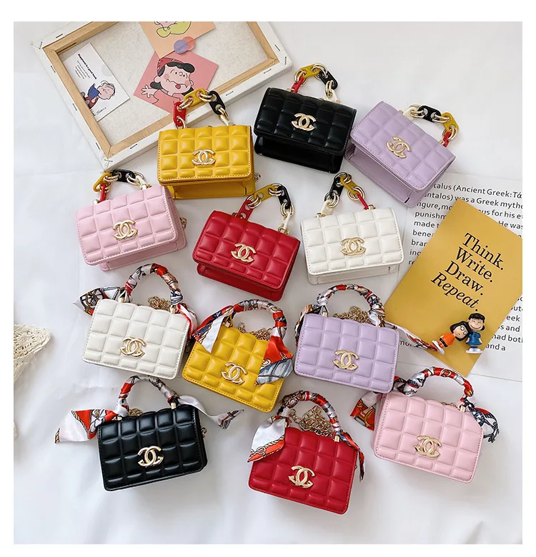 

Korean version children bag spring 2021 new cute girl shoulder bag color chain hand letter pocket wallet