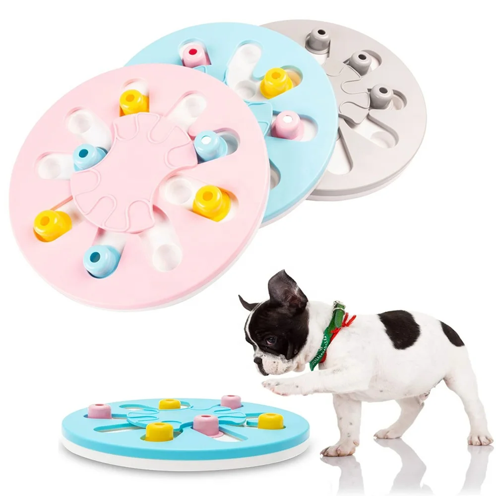 

Top Pet Amazon Products Plastic Educational Treat Dispensing Training Feeder Interactive Puzzle Game Dog Toy, Pink,blue,gray