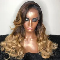 

NEW ARRIVAL honey blonde color #27 human hair lace wigs for black women body wave natural hair line 13x6 lace front wig