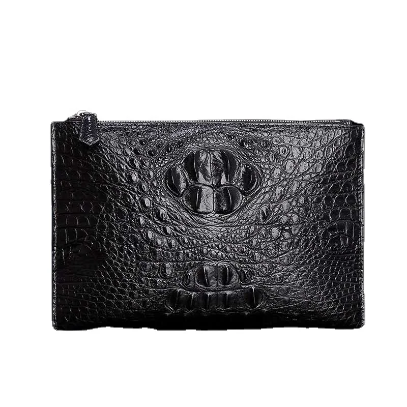 

2022 Most Popular Envelope Bag High Capacity Card Holder Men Long Zipper Genuine Crocodile Leather Wallet