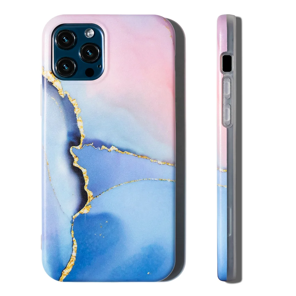 

IMD Printed Gold Luxury Cell Phone Cover For iPhone 11 Pro Geometric Stripe Marble Phone Case, Clear