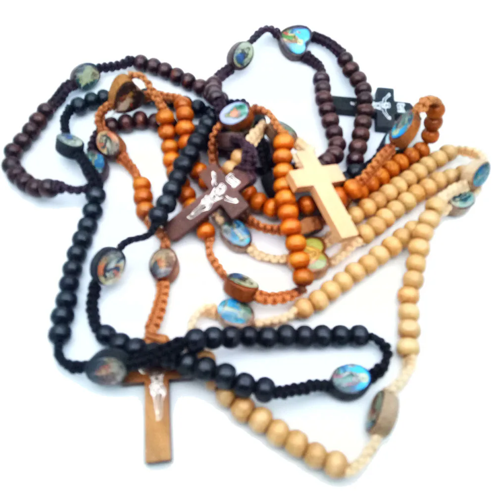 

Wooden Beads JERUSALEM Religious Catholic Jewelry Cross Jesus Rosary Necklace rosario religioso catene rosario, Picture , can customize