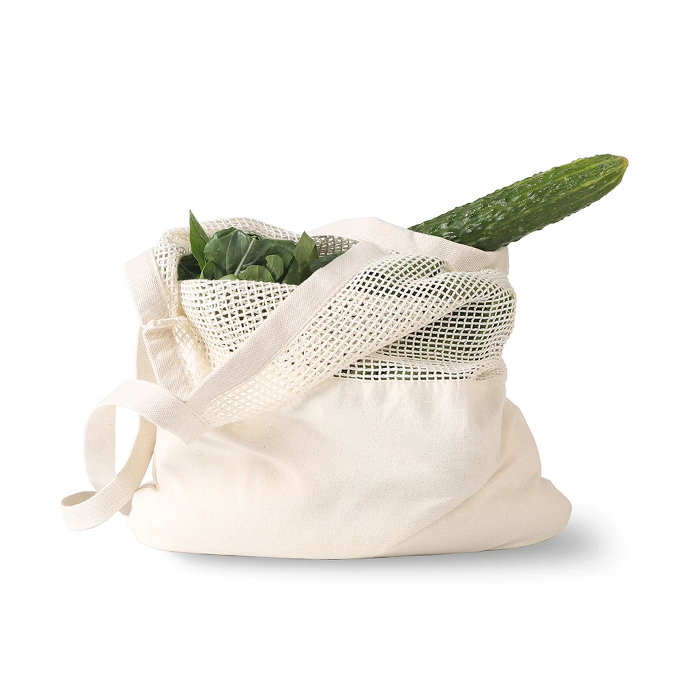 

Reusable Canvas Cotton Grocery Shopping Bag Fruit Mesh Shopping Bag