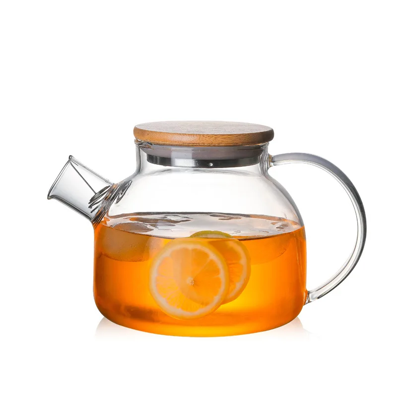 

Factory Directly Sale Borosilicate Glass Jug With Bamboo Lid Transparent Coffee Kettle Milk Cup