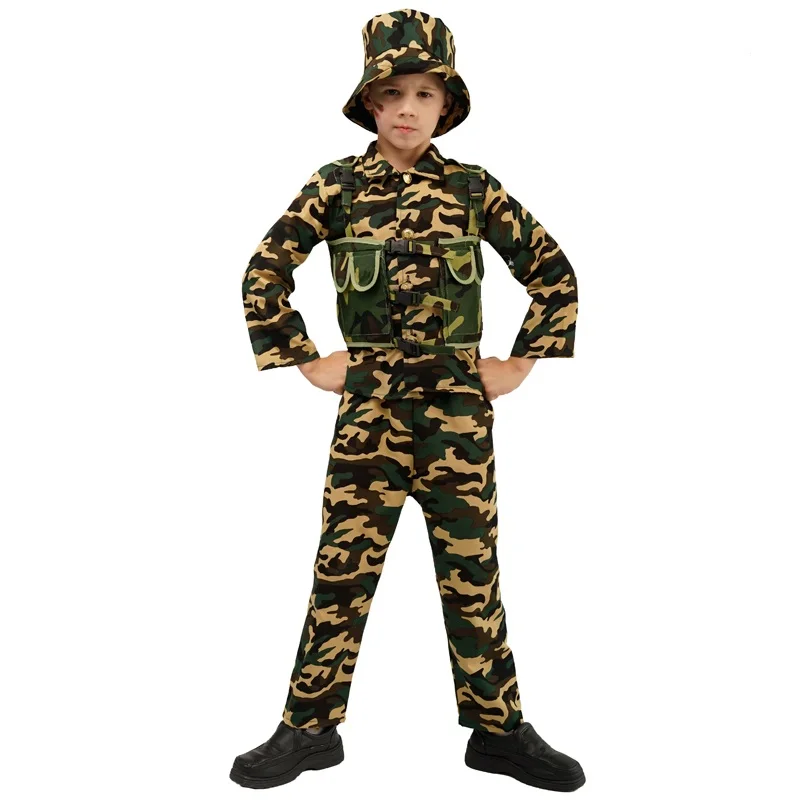 

Hot Sales Cosplay Soldier Costumes For Kids Carnival Party Fancy Dress Boy's Cool Soldier Costume