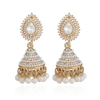 

Bali Jhumka Jhumki Bollywood Style Kundan and Polki Drop Vintage Dangle Earrings