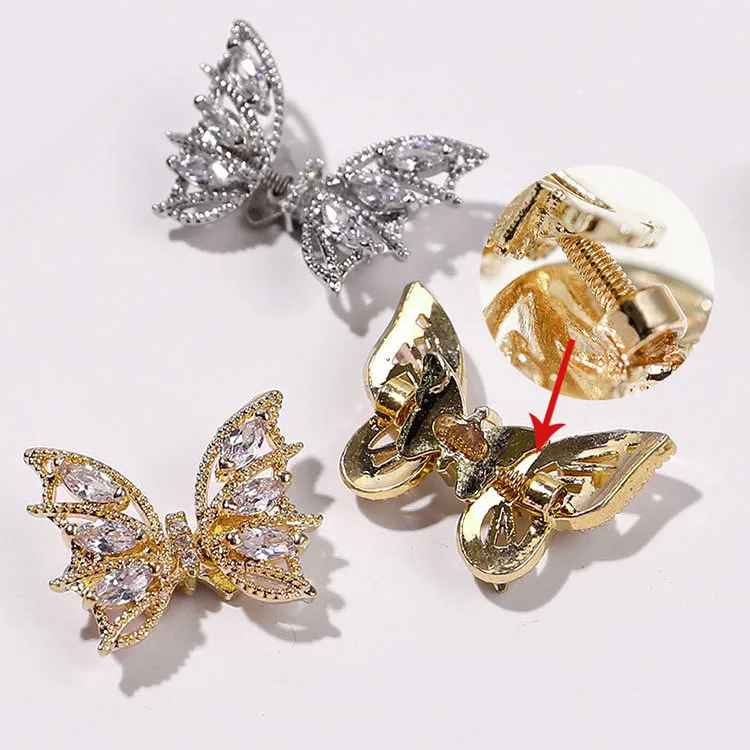 

Hot Selling Spring Luxury Super Shiny Alloy Zircon Flying Butterfly Nail Art Charms Accessories Nail Jewelry, Picture