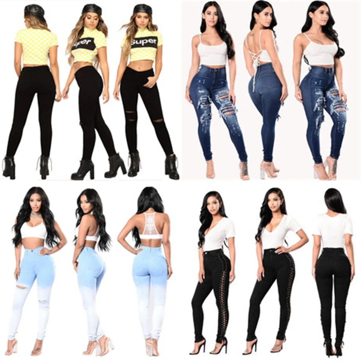 

New hot jeans in 2021, large size high waist street fashion casual elastic jeans women manufacturers wholesale