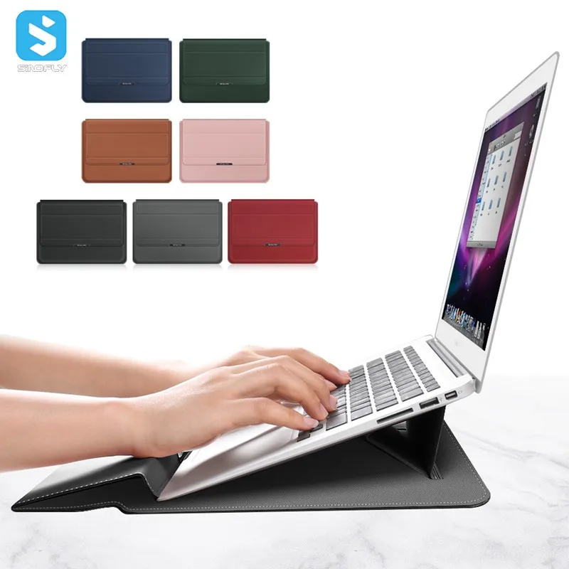 

11 12 13 15 inch laptop bag ,Pu Leather Cover Laptop Carrying Bag With Stand For Macbook, Black,red,gray,brown,blue,rose gold,dark green