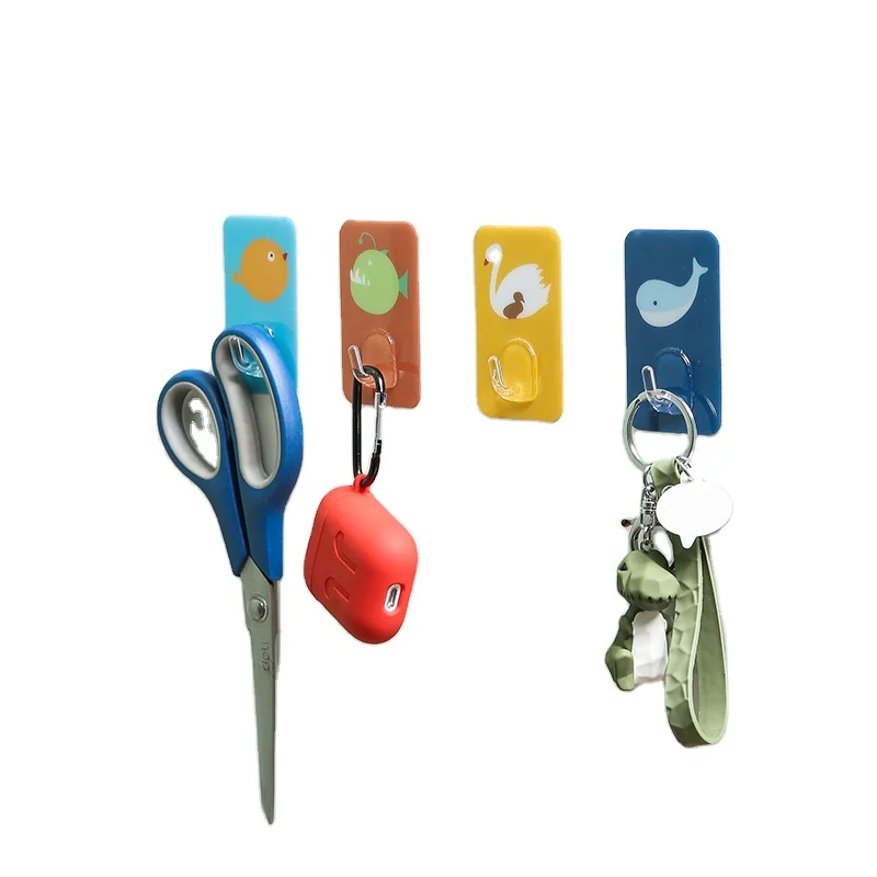 

2021 Fashion New Products Sticky Hook Eight Cartoon Patterns Shape Creative Key Holder Rack Home Decorative Wall Hook