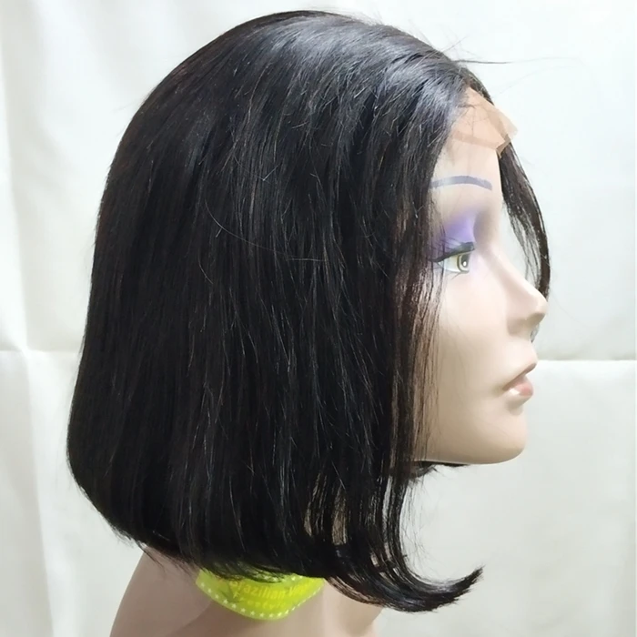 

Letsfly cheap hair wohosale Brazilian Human Hair 4X4 closure Short Bob Wig for black woman free shipping