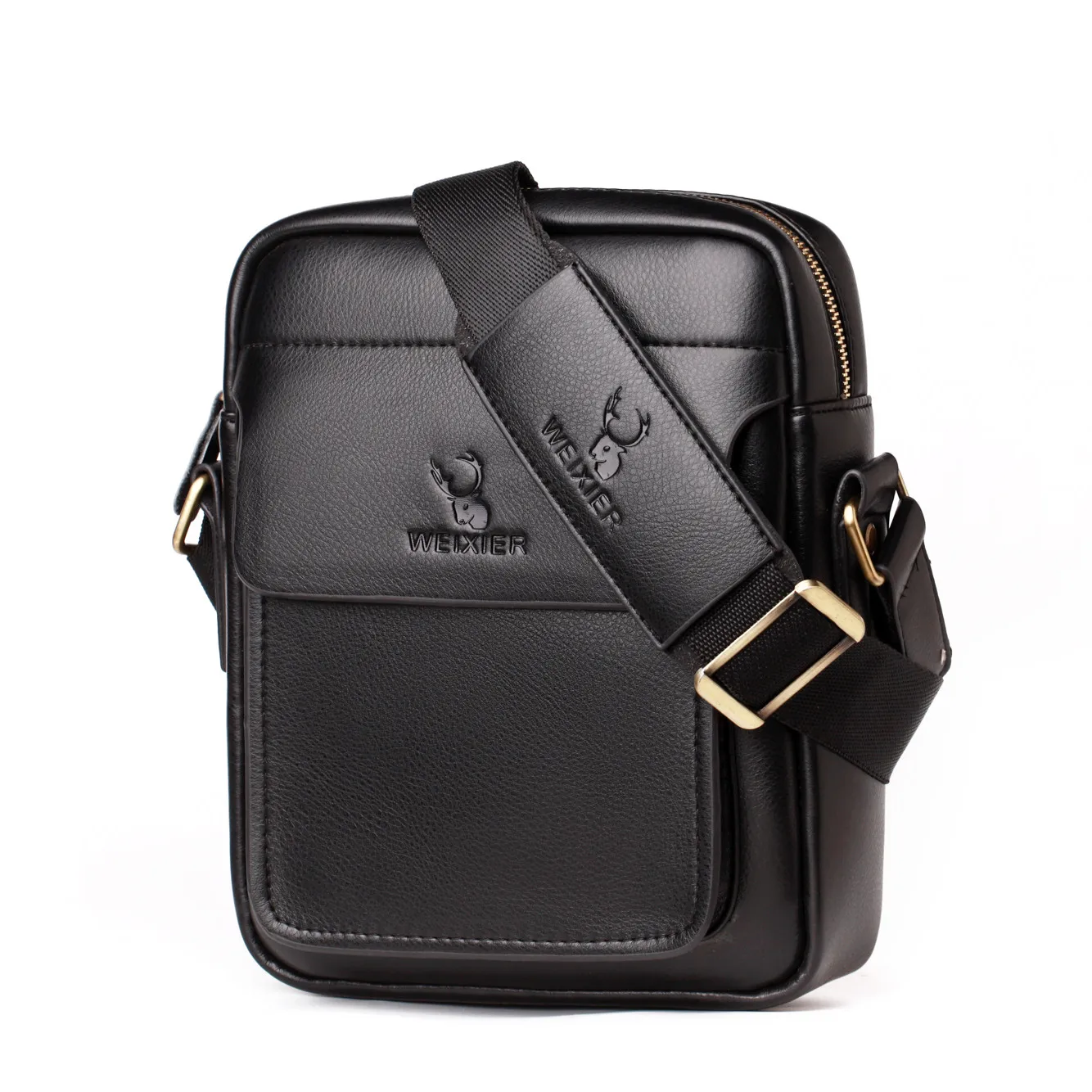 

WEIXIER Men's messenger bag classic vintage leather shoulder messenger bag, Brown black