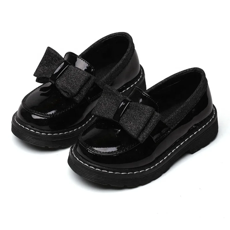 

ITEC factory spring summer wholesale princess bow black shoes performance children school dress girls shoes manufacturer, Black, red
