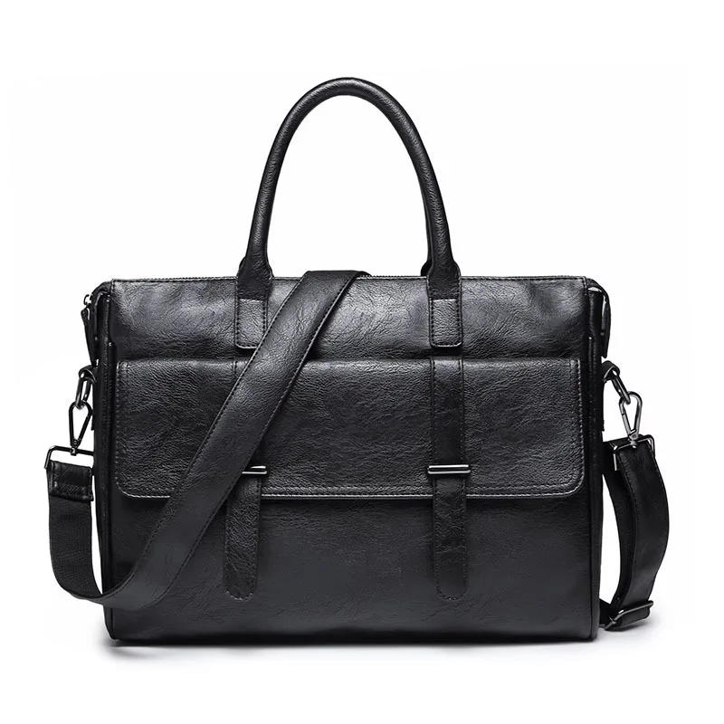 

Black Classic Men Bags British Style High Quality PU Shoulder Bag Men Briefcase