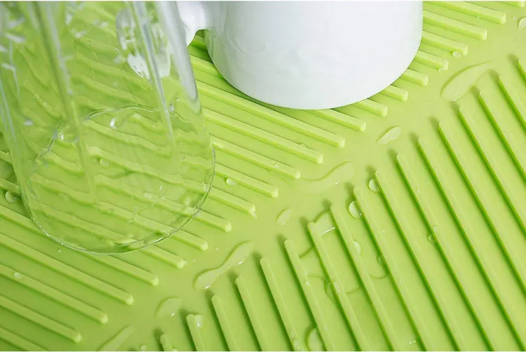 Silicone Dish Drying Pad Grey 15" X 10" Fast Silicone Drain Mat For