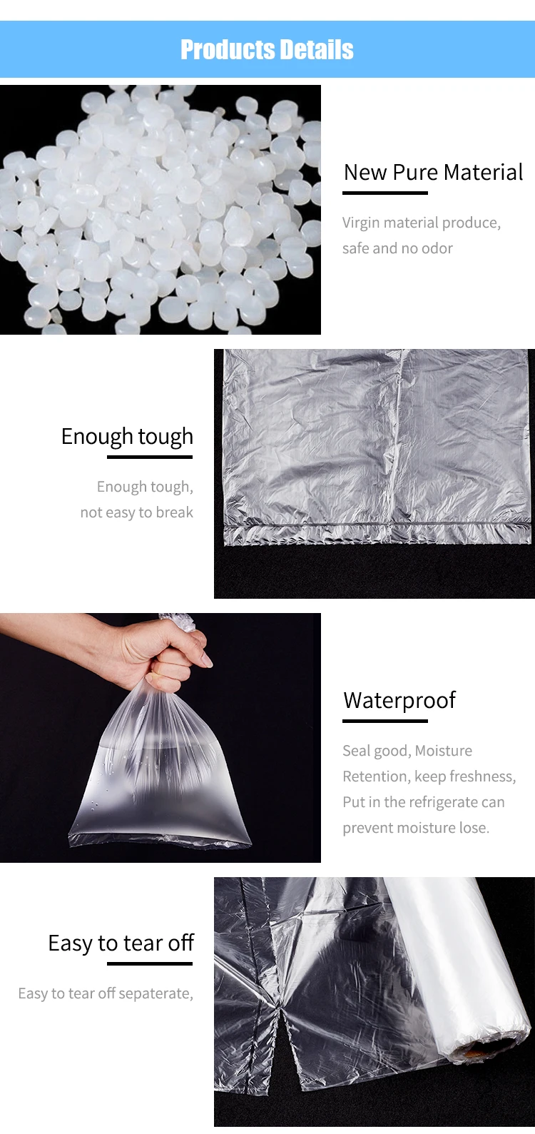 Flexible plastic food grade frozen food packaging bags,Vacuum sealed food packaging freezer bag