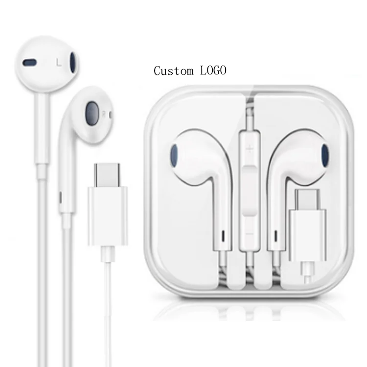 

Headphone jack call phone type c Connector Wired Headphone Cable Headset earphone, White,customize