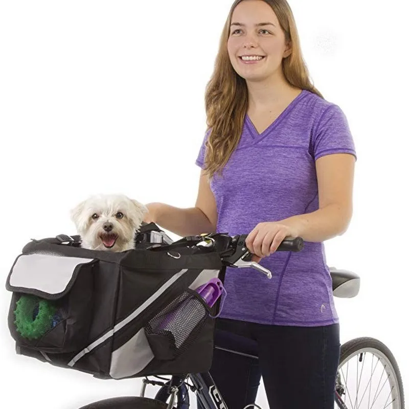 

Hot Sale Foldable Expandable Soft-Side Pet Dog Carrier Travel Bike Basket Safe Backpack Bicycle Pet Carrier, As picture