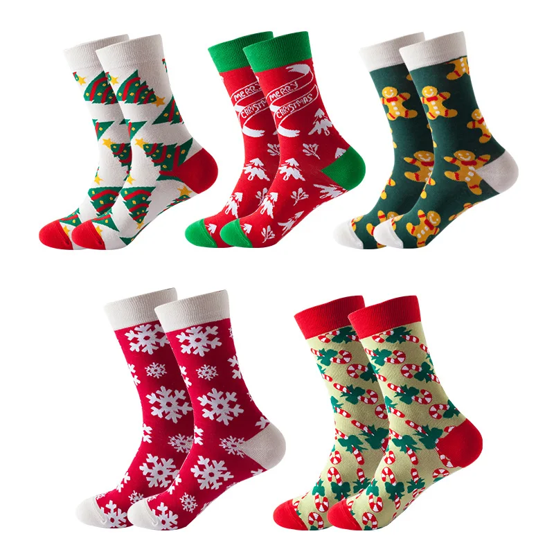 

YUELI OEM Winter christmas happy ins new fashion crew cotton gift slipper socks