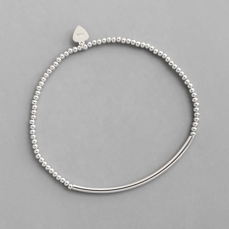 

NewSB62 elastic bracelet bead chain with empty pipe 925 silver bracelet