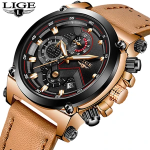 LIGE 9856 Men Watch Male Leather Automatic date Quartz Watches Mens Luxury Brand Waterproof Sport Clock Relogio Masculino