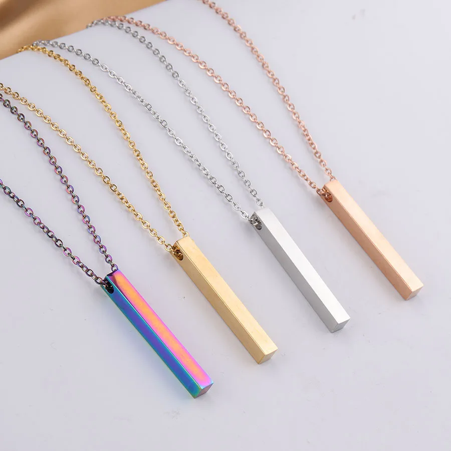 High Qualitystainless Steel Simple Design Cube Cuboid 5*40mmpendant Charm  Chain Cubic Bar Necklace Vertical Dangle Stick Engrave - Buy Cubic Bar  Pendant Necklace,Bar Necklace,Stainless Steel Cube Bar Necklace Engrave  Product on Alibaba.com