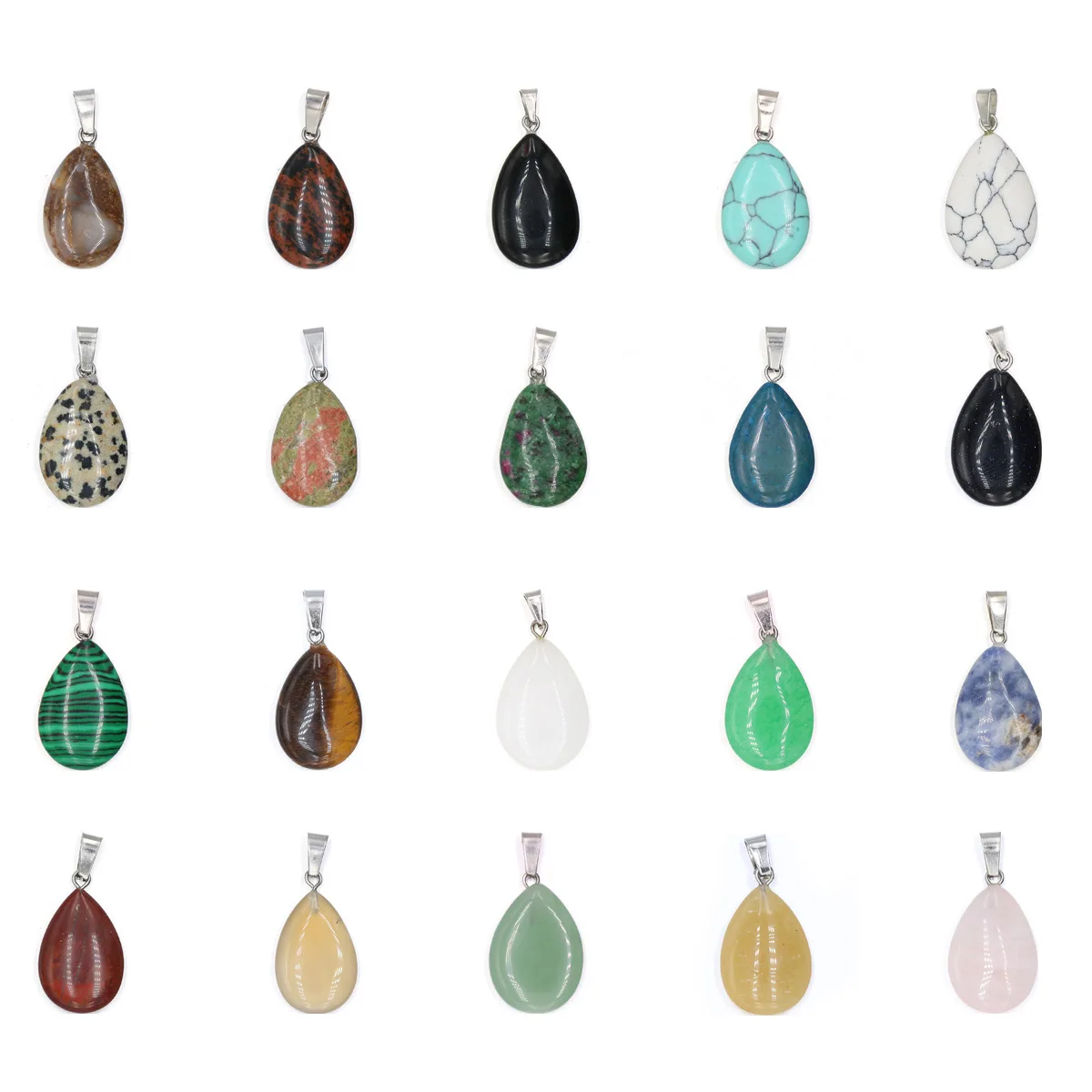 

16mm*24mm Dropshipping Jewelry Natural Semi-precious Stone Charms Malachite Agate Drop Shape Pendant DIY Making Supplies